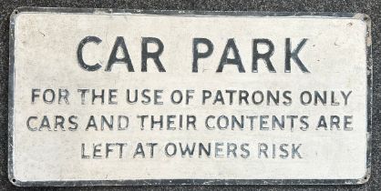 Vintage metal Car Park sign, approximate measurements Height 15 inches, Width 31 inches