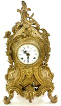 Vintage French Brass mantel clock, untested, approximate height 19 inches, Width 11 inches