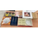 Selection of boxed glass ware includes Pyrex, decanter set etc