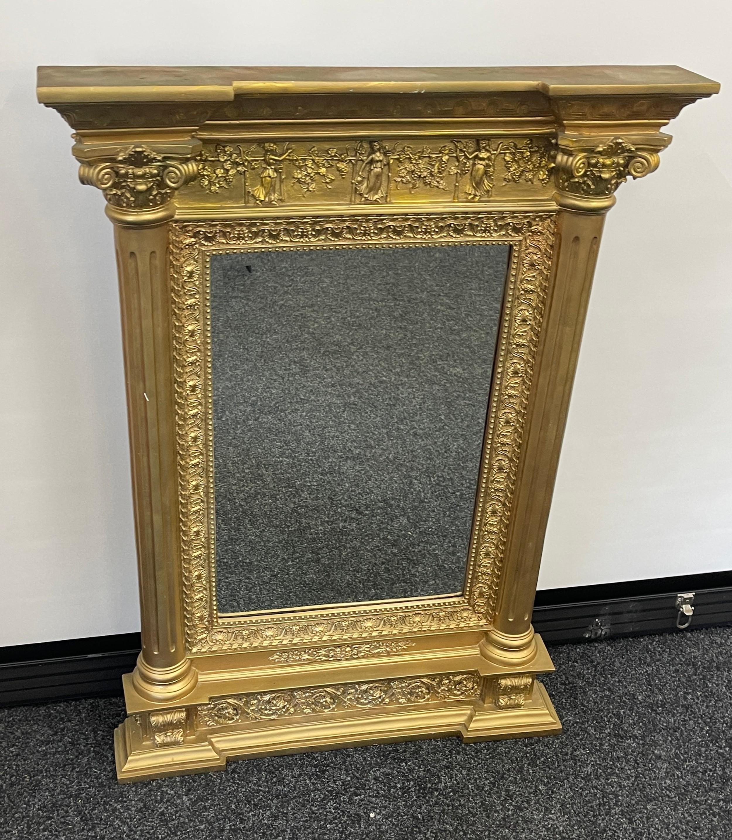 Gilt framed ornate mantle mirror, Height 40 inches, Width 30 inches