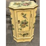 Oriental laquered one drawer one door cabinet measures approx 27 inches tall, 16 wide