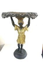 African lady design mirror top side table, overall height 27 inches