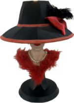 Deco style resin lady head with shade as hat, in working order. overall height 20 inches