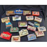 20 die-cast car and buses in original boxes by various manufactures