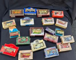 20 die-cast car and buses in original boxes by various manufactures