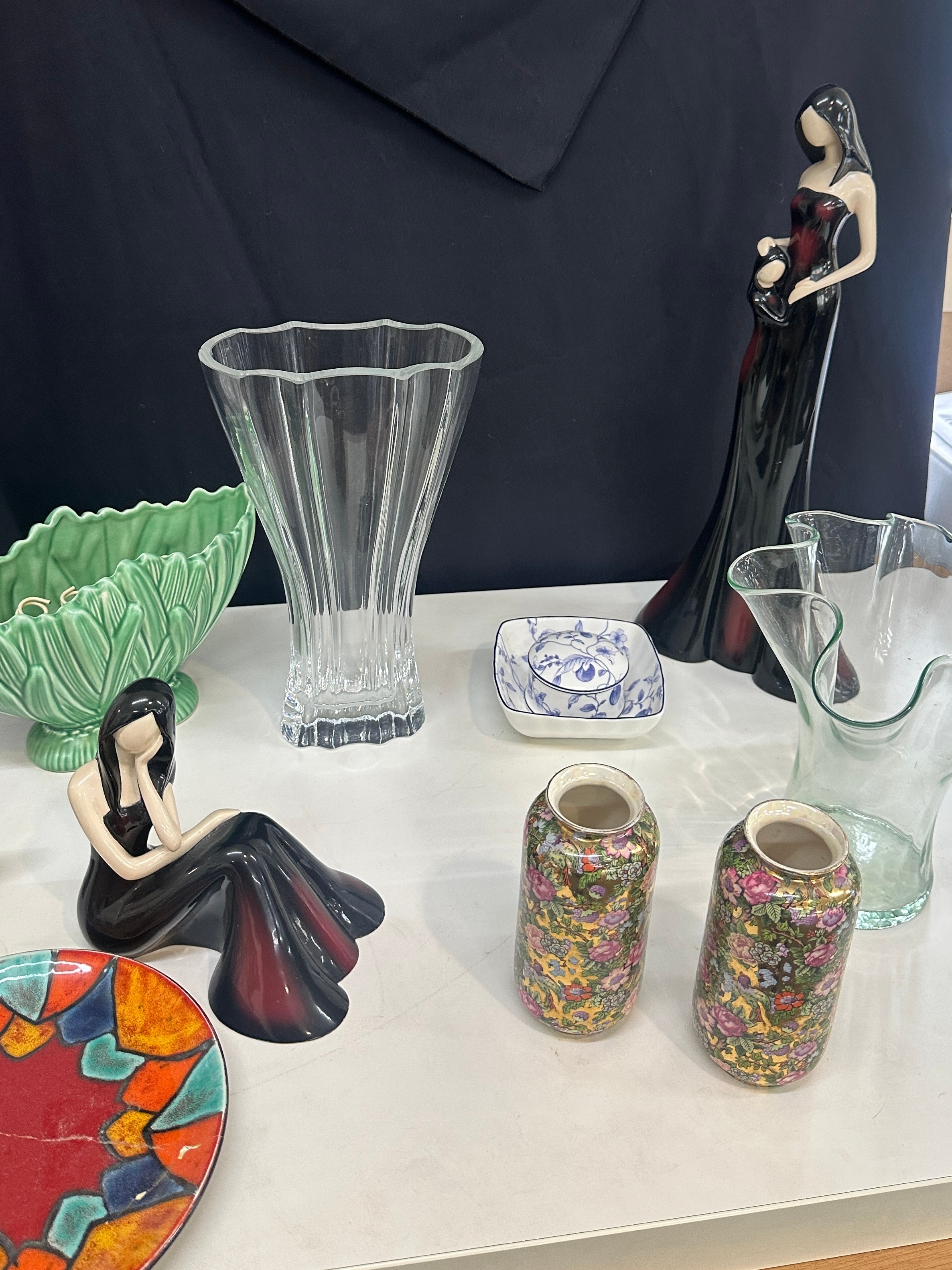 Selection of collectables to include 2 Leonardo ladies, Wade planter, Wedgwood trinket. glass vases, - Image 5 of 6
