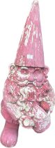 large pink resin garden gnome overall height 45 inches