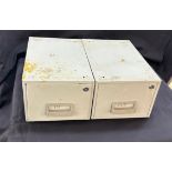 Double set of metal drawers measures approx width 19 inches by 7 inches tall