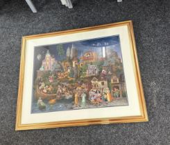 Framed James C. Christensen ' Faery tales limited edition print measures approx 37 inches wide by 30