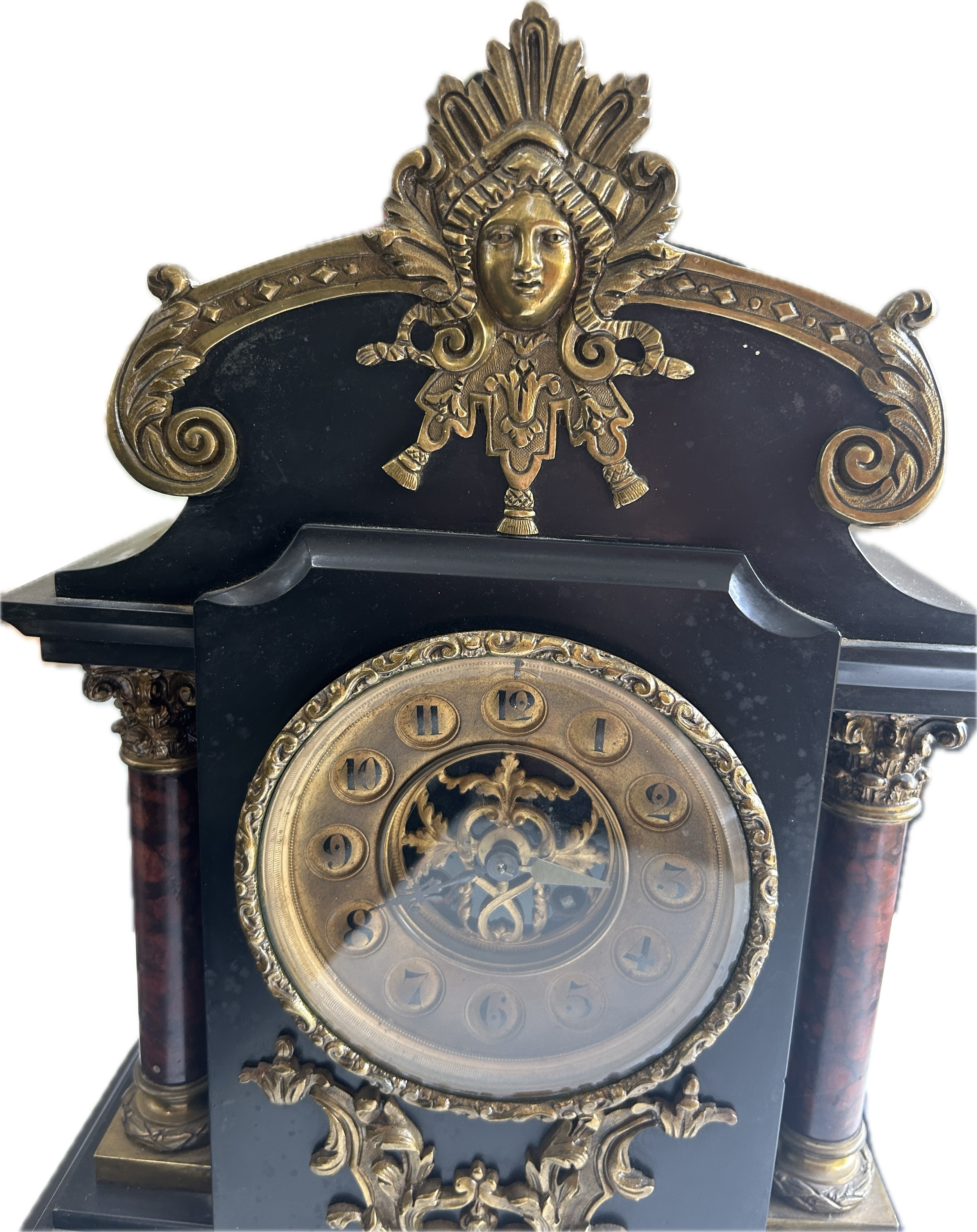 French ormolu slate mantel clock, untested - Image 3 of 5