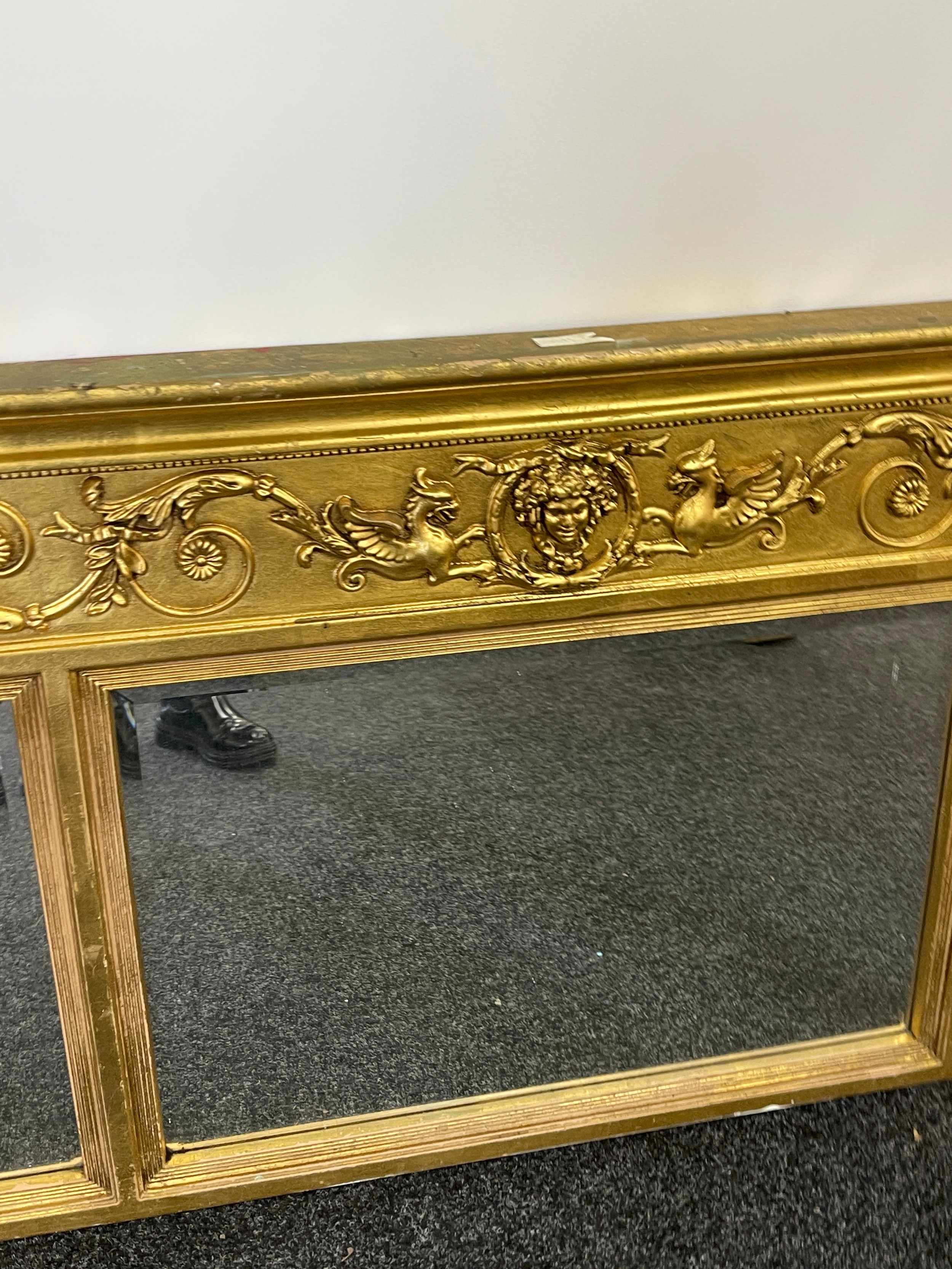 Gilt framed ornate mantle mirror, Height 30 inches, Width 55 inches - Image 3 of 4