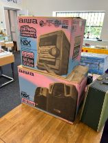 Boxed Aiwa stereo cassette receiver and boxed aiwa speakers, nsx-sz20 and sx-nsz20