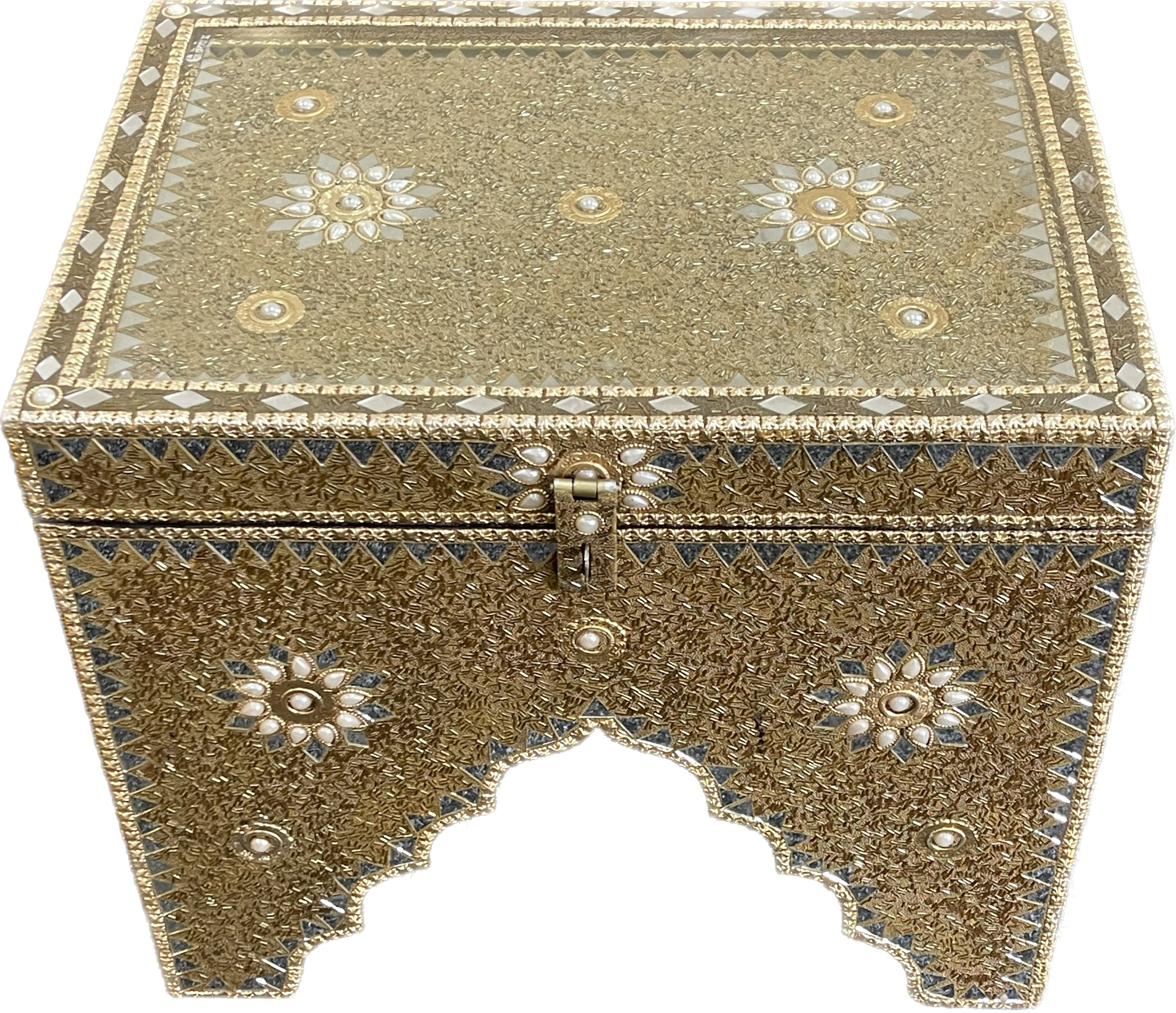 Indian style coffee table with lift up lid, Height 19 inches, Width 22 inches, Depth 16 inches