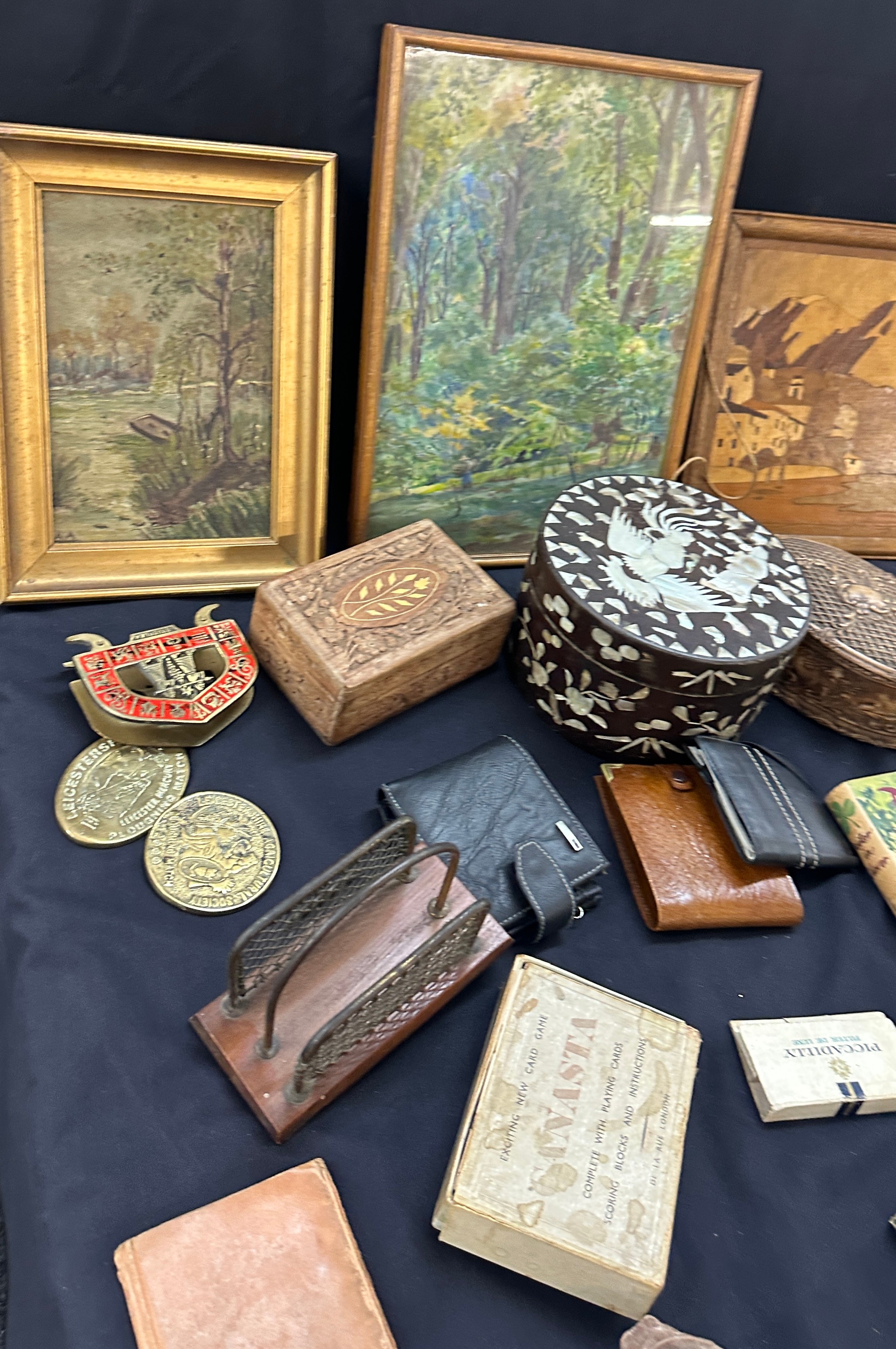 Selection of vintage miscellaneous to include mother of pearl box, brass, books, prints etc - Bild 2 aus 6