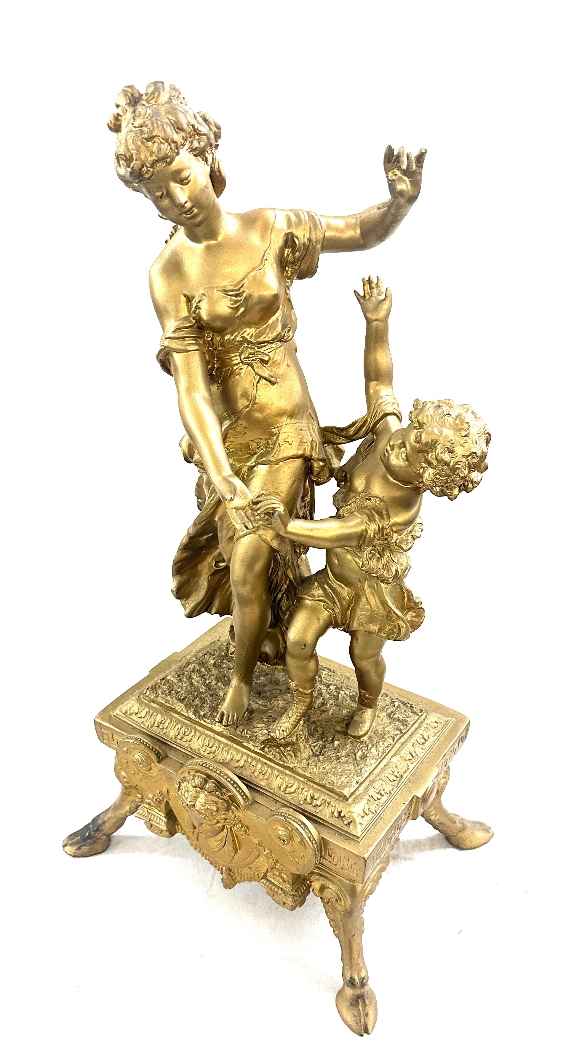 Resin gilded lady and child centre piece, approximate measurements 24 inches by 10 inches, lady - Bild 3 aus 4