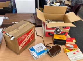 Selection of vintage electrical items to include Sawyers 500a slide projector, Eumig imperial,