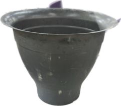 Large plastic outdoor planter measures approximately 24 inches diameter 19 inches tall