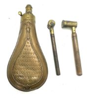 19th Century copper and brass powder flask