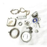 Selection of silver includes bracelet, pocket watch case etc