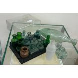 Selection of vintage glass bottles / pots etc