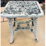 Small plastic garden table and small chair measures approximately 17 inches tall 17 inches square