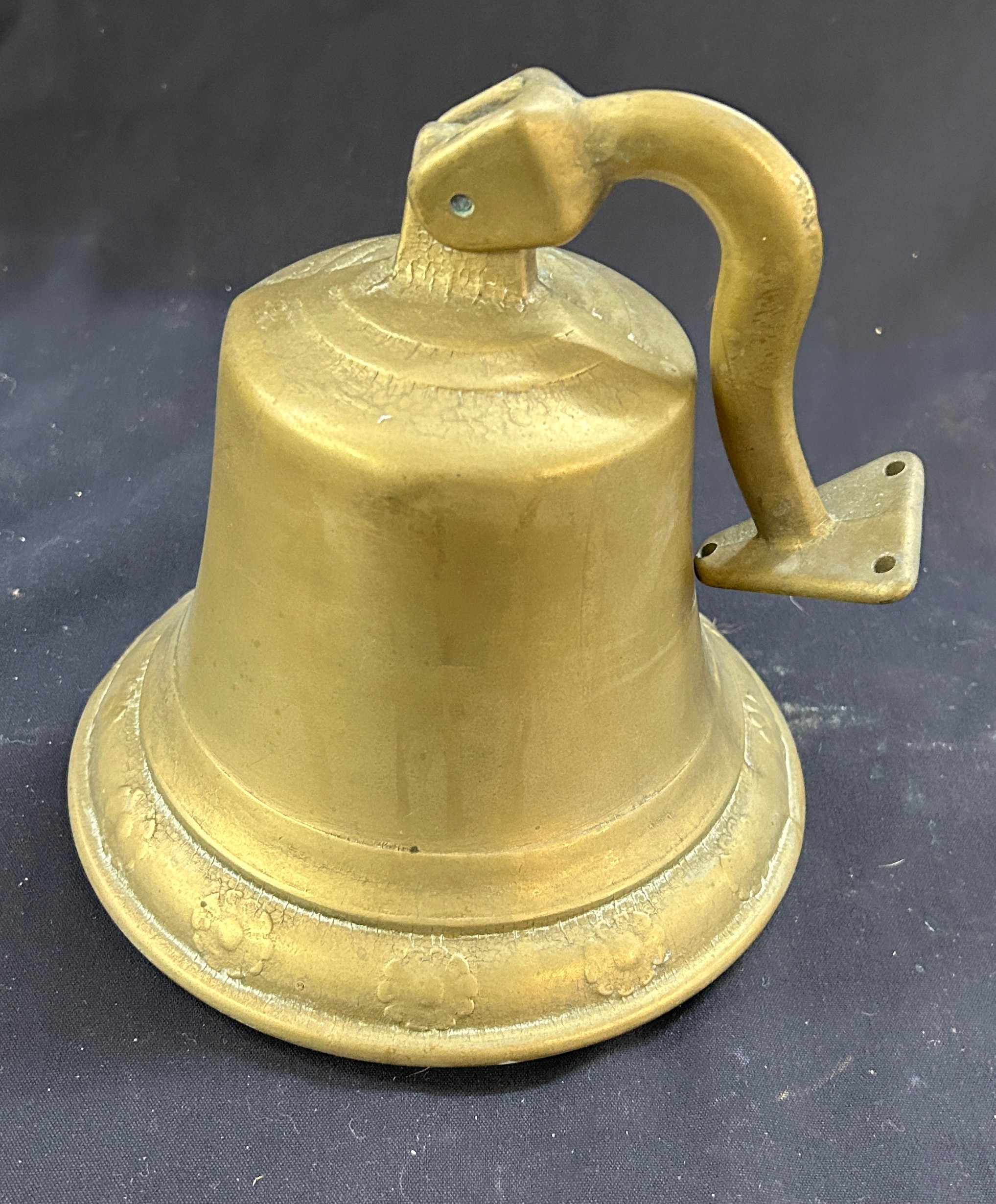 Large brass school bell 22 inches tall 7.5 inches diameter