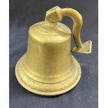 Large brass school bell 22 inches tall 7.5 inches diameter
