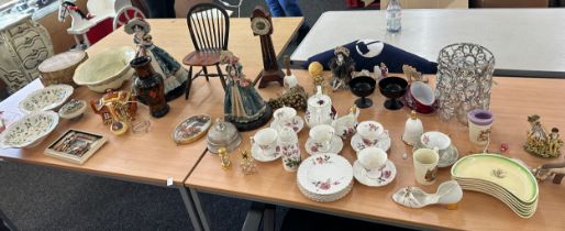 Large selection of miscellaneous to include porcelain items, wooden pieces, cups and saucers etc