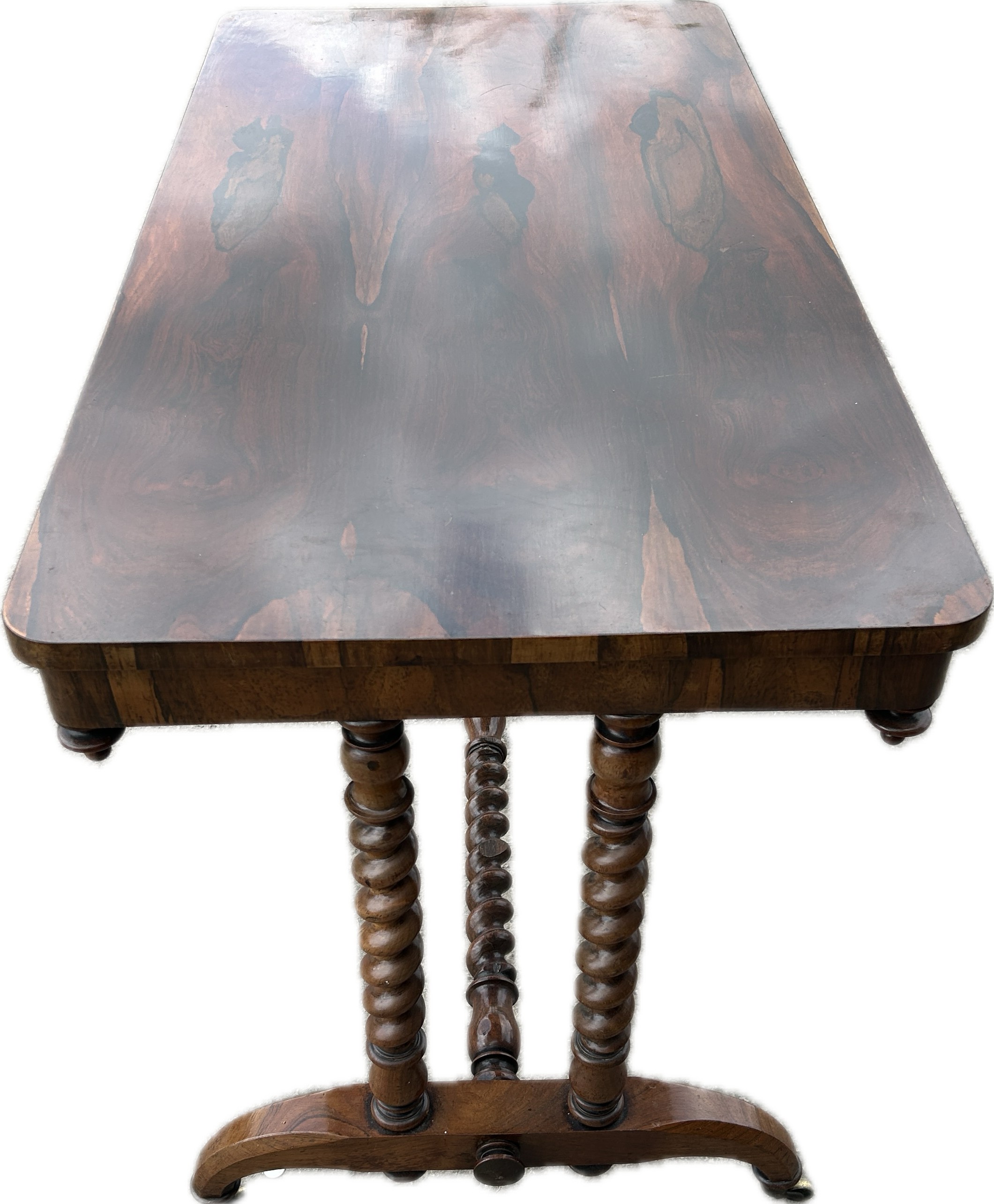 Antique regency rose wood writing table measures approx 28 inches tall 46 inches wide 24 inches - Image 2 of 3