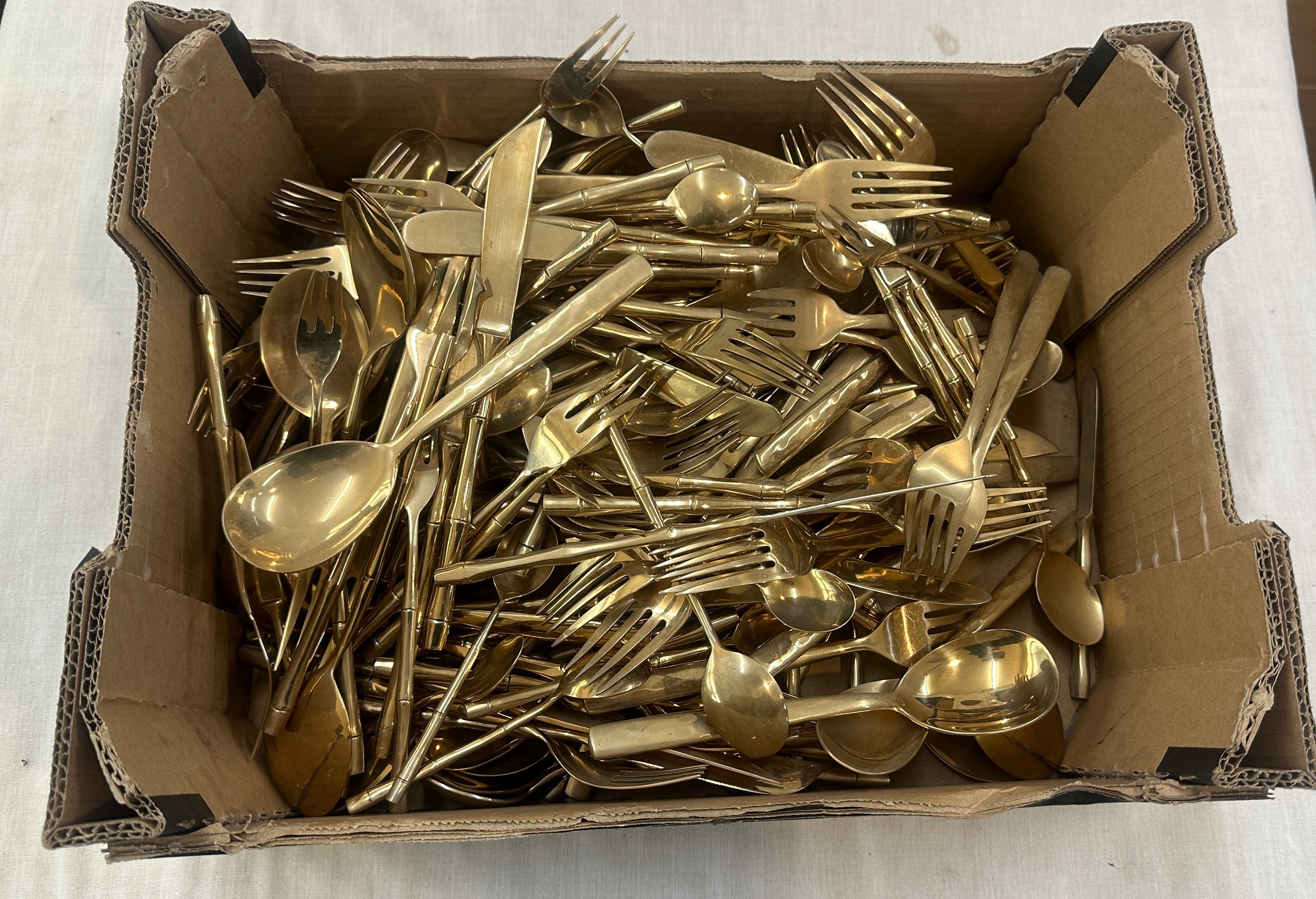 Quantity of brass cutlery - Image 3 of 4