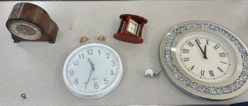 Selection of vintage and later clocks includes Smiths etc