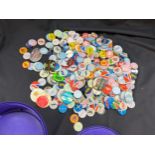 Pin badges collection plus international airline tag buttons many hundreds. Including Captain