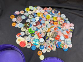 Pin badges collection plus international airline tag buttons many hundreds. Including Captain