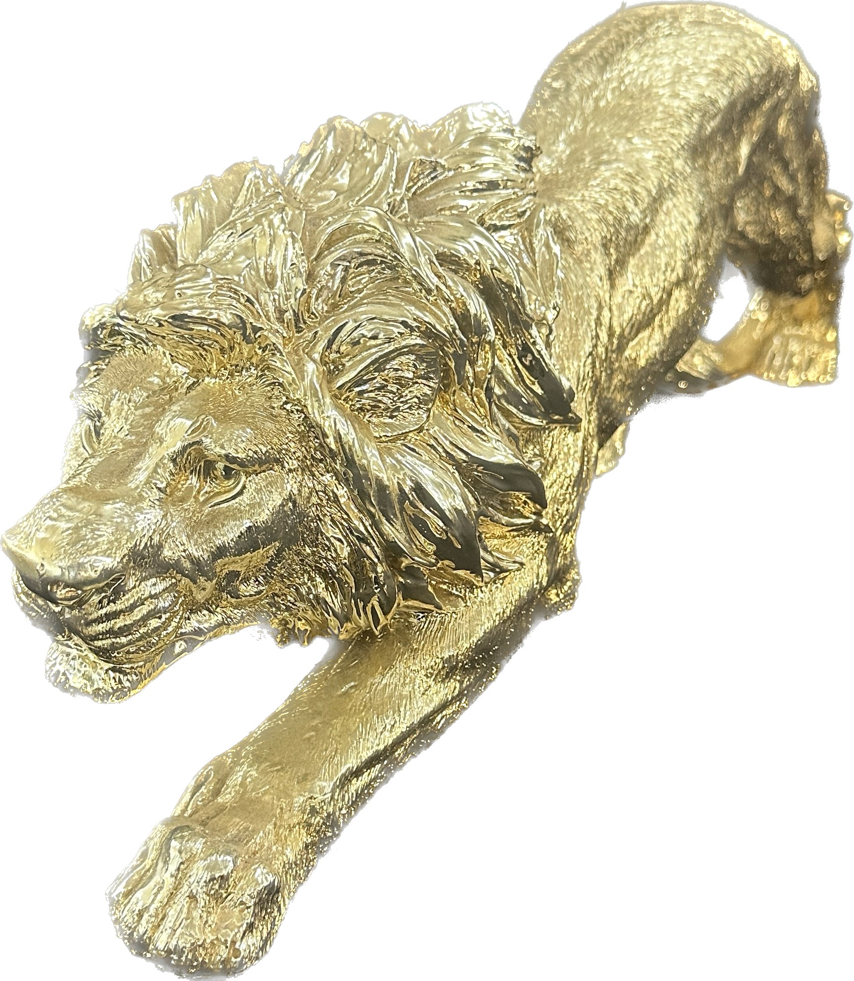 Resin ornamental champagne coloured lion, approximate measurements 21 x 8 inches - Image 3 of 4