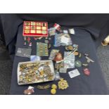 Large selection of collectables includes medals, buttons, boy scouts compass etc