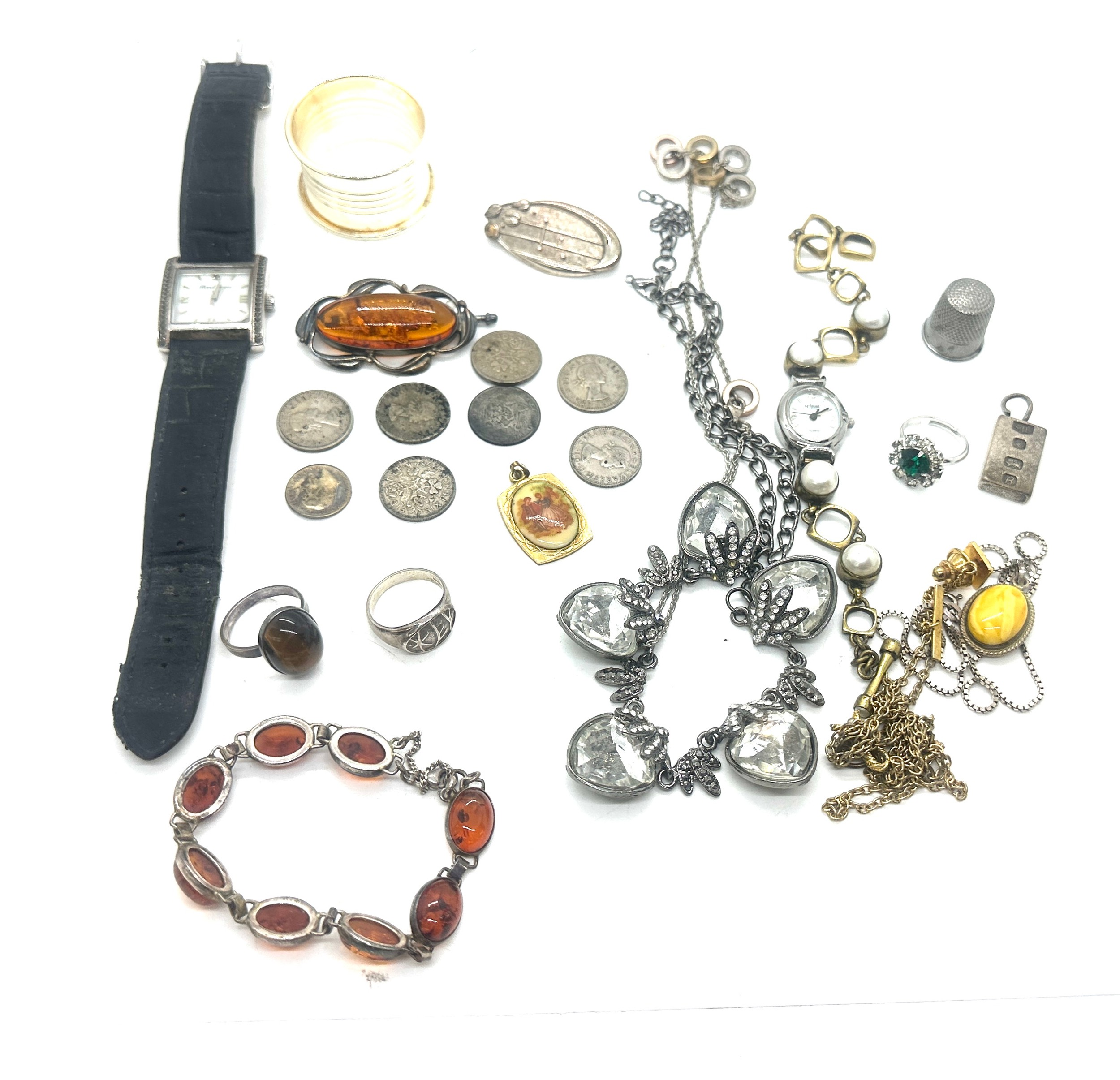 Selection of assorted costume, silver and amber jewellery