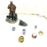 Selection of miscellaneous to include paper weights, pewter figure etc
