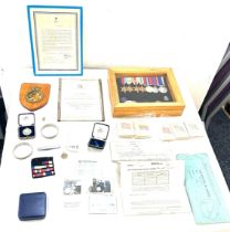 Cased WW2 medal set to Lewis Keens Chief Petty Officer JX 141277, includes Long service medal, paper