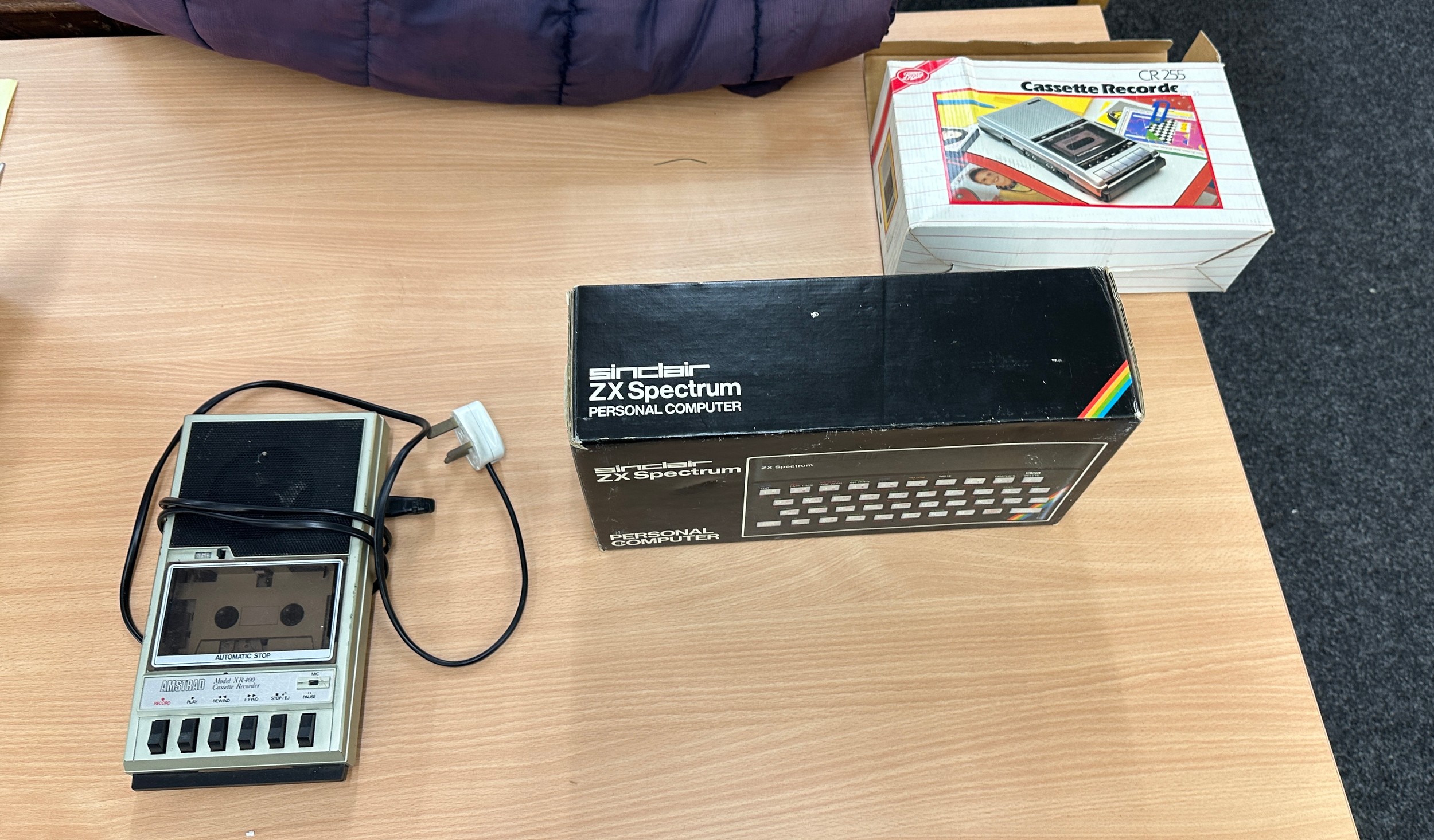 Selection of items to include Sinclair spectrum computer, cassette recorder etc