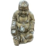 Resin Buddha figure measures approximately 17 inches tall