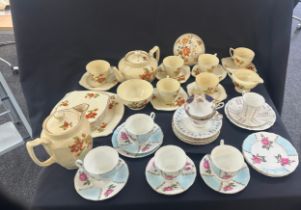 Selection of part tea services to include Shelley, Royal Albert etc