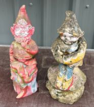 Two garden gnomes overall height of largest 15 inches tall