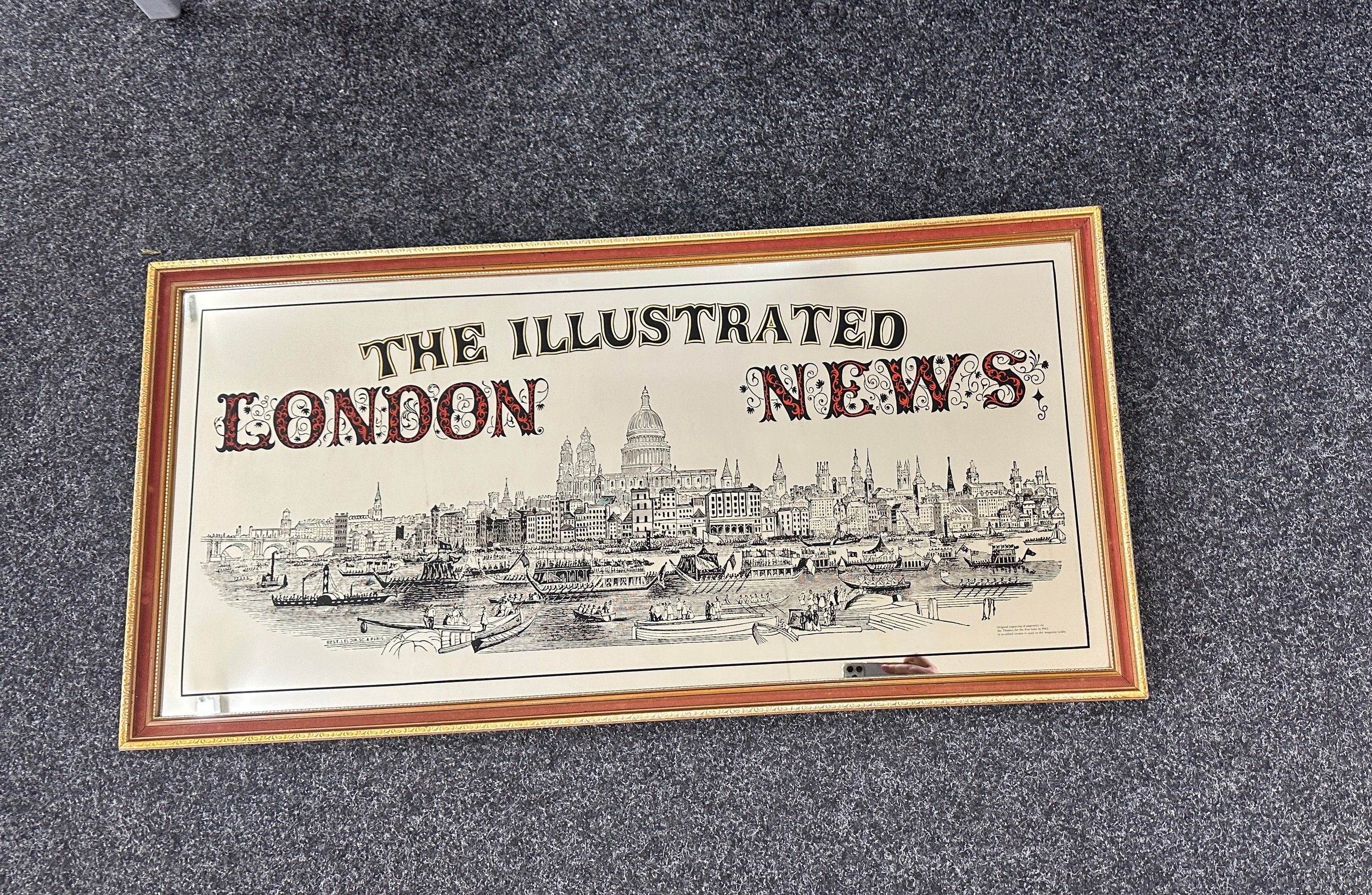 London illustrated news mirror measures approx 42 inches long by 21 wide - Bild 4 aus 5