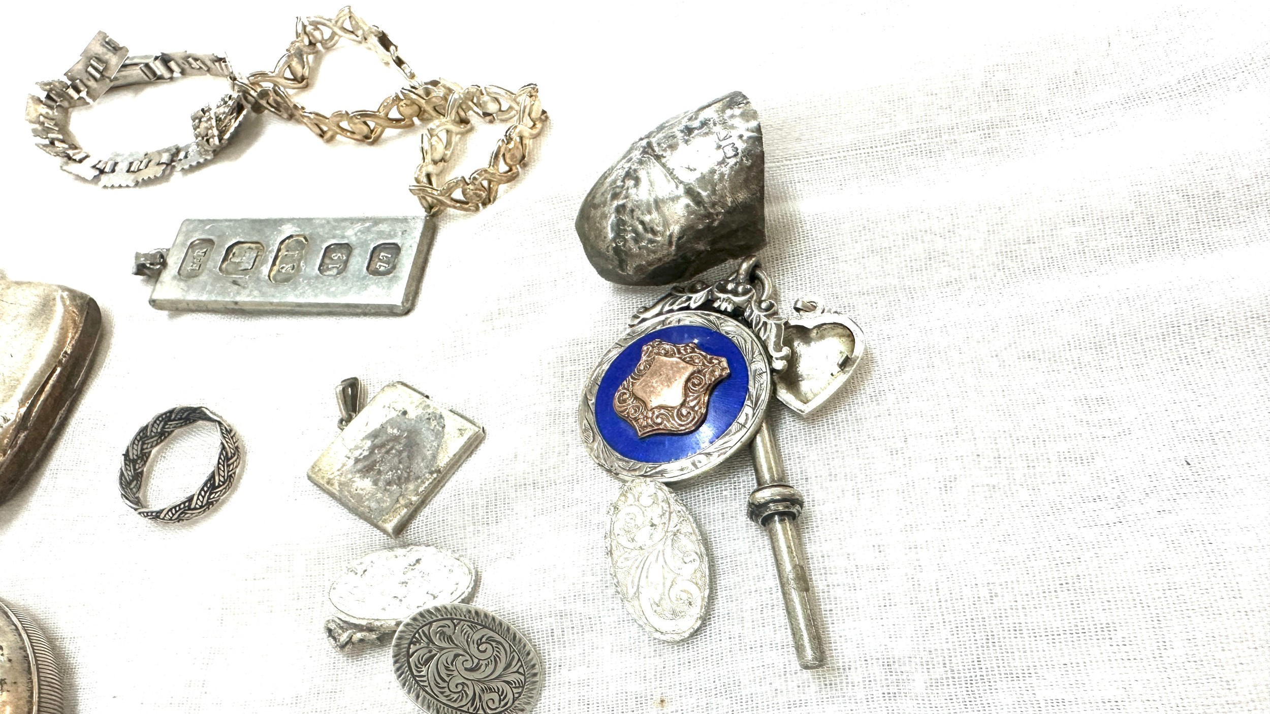 Selection of silver includes bracelet, pocket watch case etc - Image 4 of 5