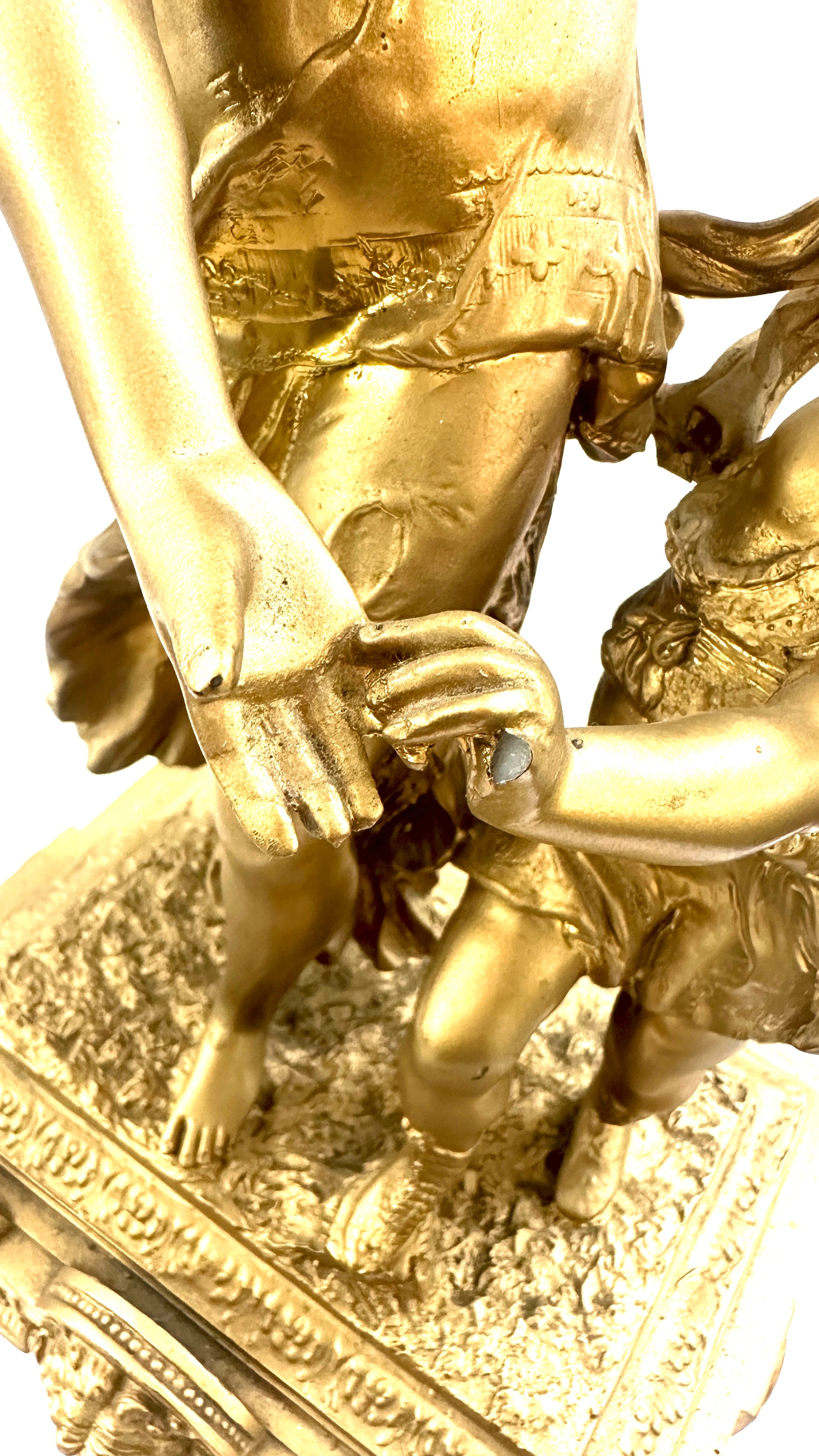 Resin gilded lady and child centre piece, approximate measurements 24 inches by 10 inches, lady - Bild 2 aus 4