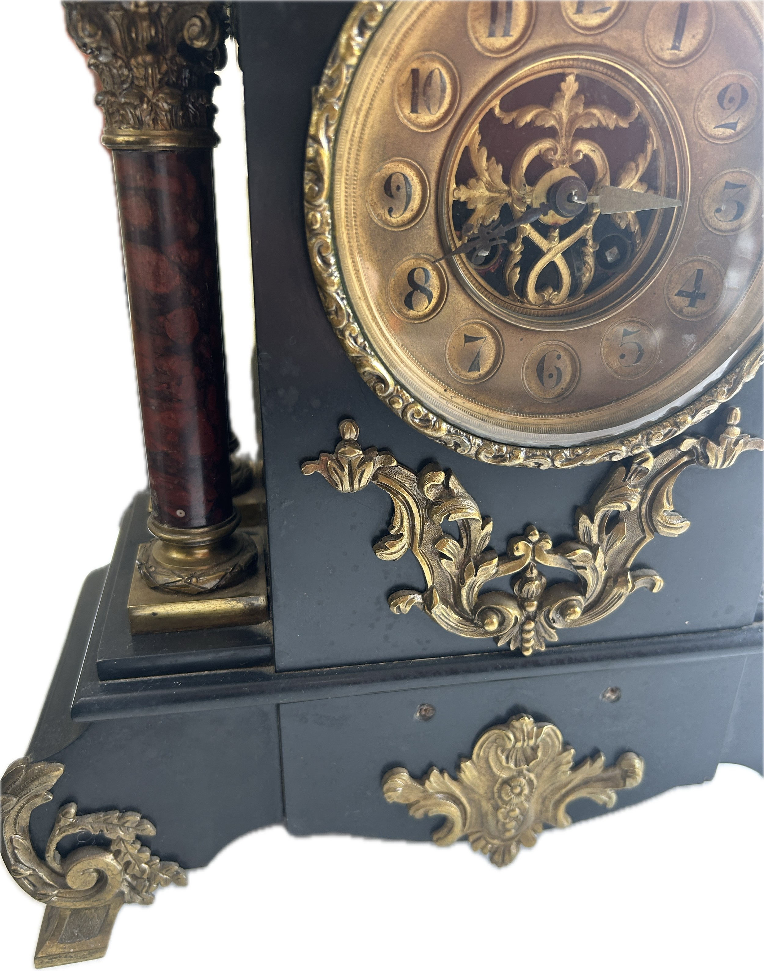 French ormolu slate mantel clock, untested - Image 4 of 5