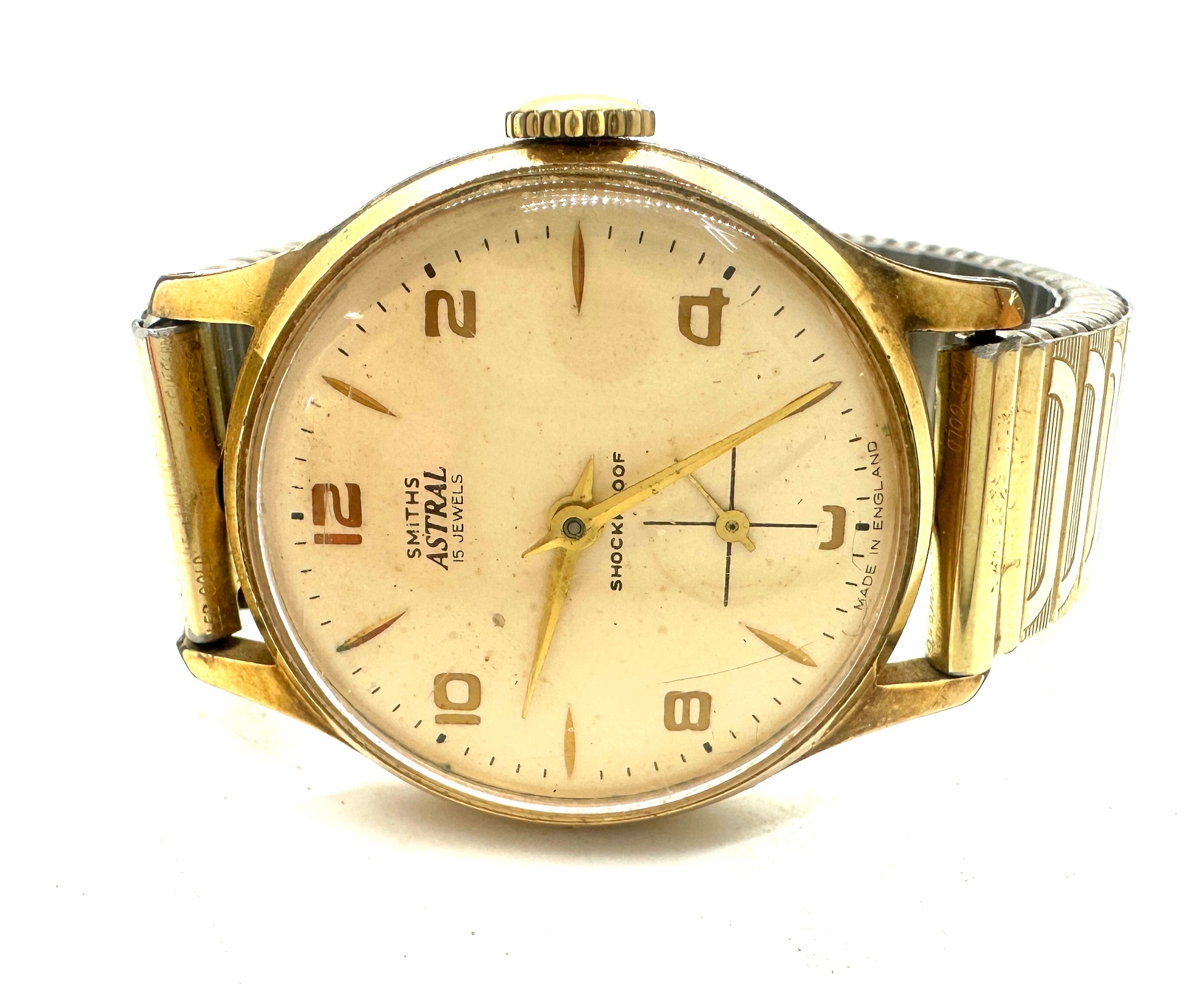 Vintage Smiths astral jewels gents wrist watch winds up and ticks