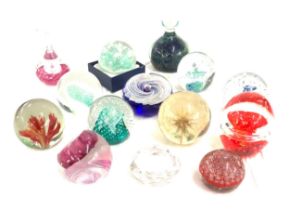 Large selection of assorted paper weights includes Caithness etc