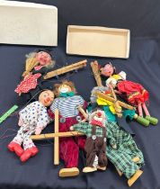 Three vintage Pelham puppets and two others
