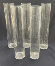 Five tall glass vases overall height 20 inches tall